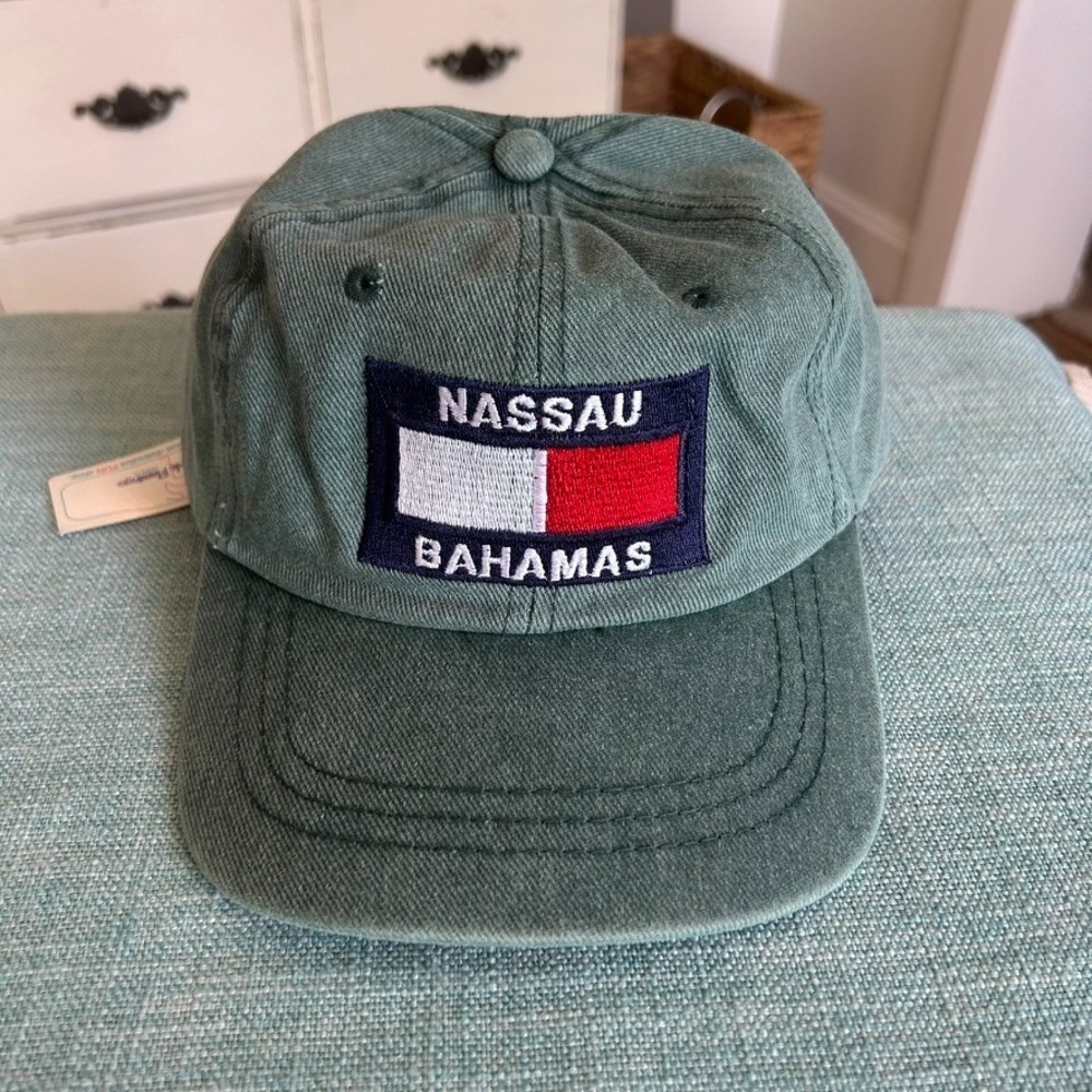 NWT Vintage Head Shot Cap by KC Caps Nassau Bahamas Patch Hat Green Beach Travel